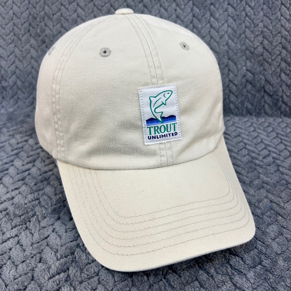 Trout Logo Mens Cream Trout Unlimited Baseball Hat Adjustable Since 1959‎ OSFM